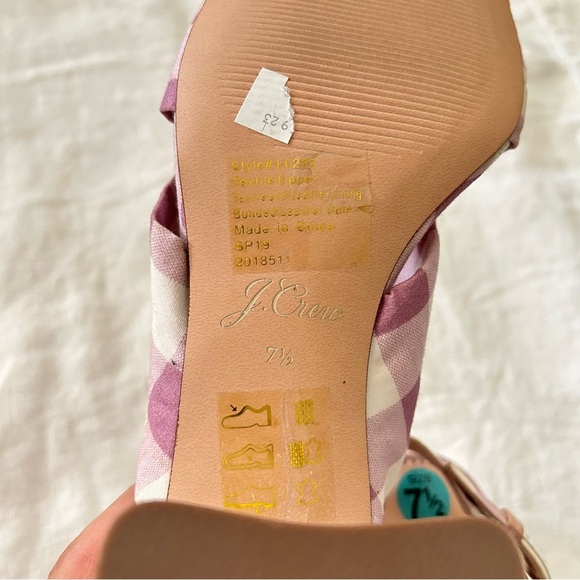 NEW J. Crew | Twisted Knot Penny Sandals in Gingham with Glitter Heels - Picture 9 of 9